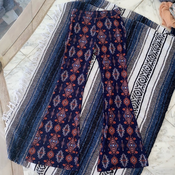 Flare blue and orange funky pants - Picture 1 of 2